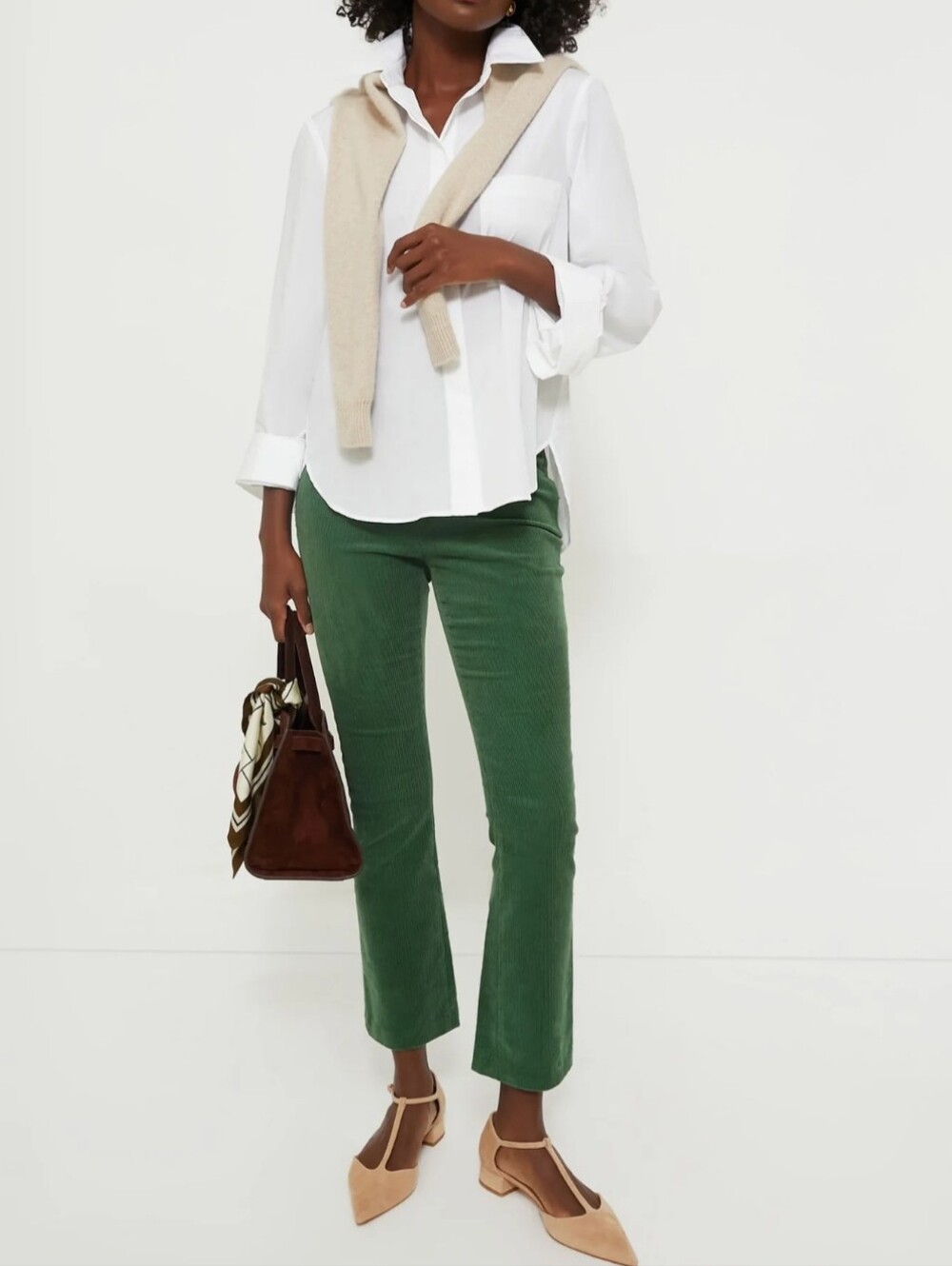 Tuckernuck Green Corduroy Ashford High Rise Kick Flare Pant